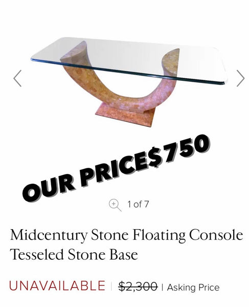 Postmodern Tessellated Stone  Floating Console Table