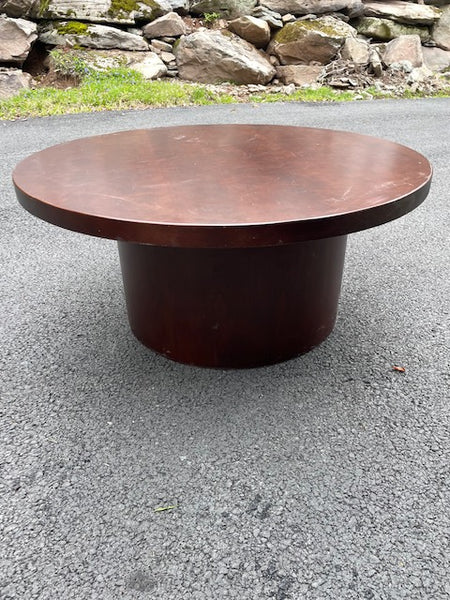 Round wood drum coffee table