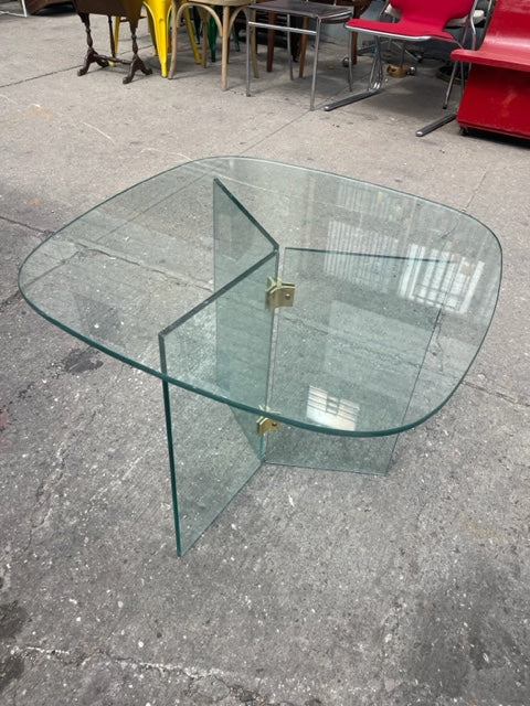 Leon rosen glass side table with damage 24x24x20" tall