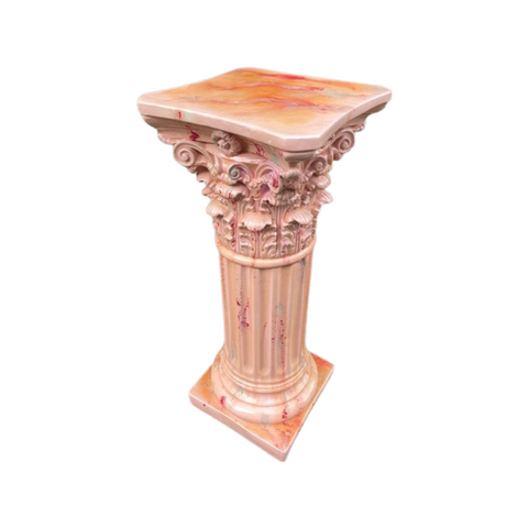 Pink Glazed Plaster Column Pedestal
