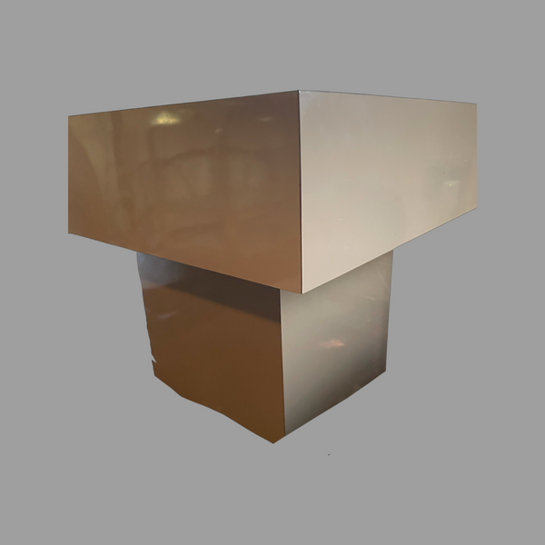 Postmodern Beige Lacquer Square Tiered Pedestal Side or Coffee Table