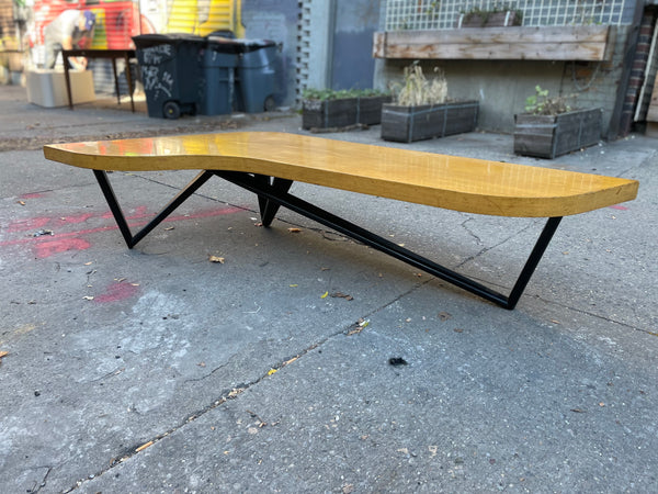 Paul Frankl Unique MCM Kidney Shaped Blonde and Black Wood Coffee Table