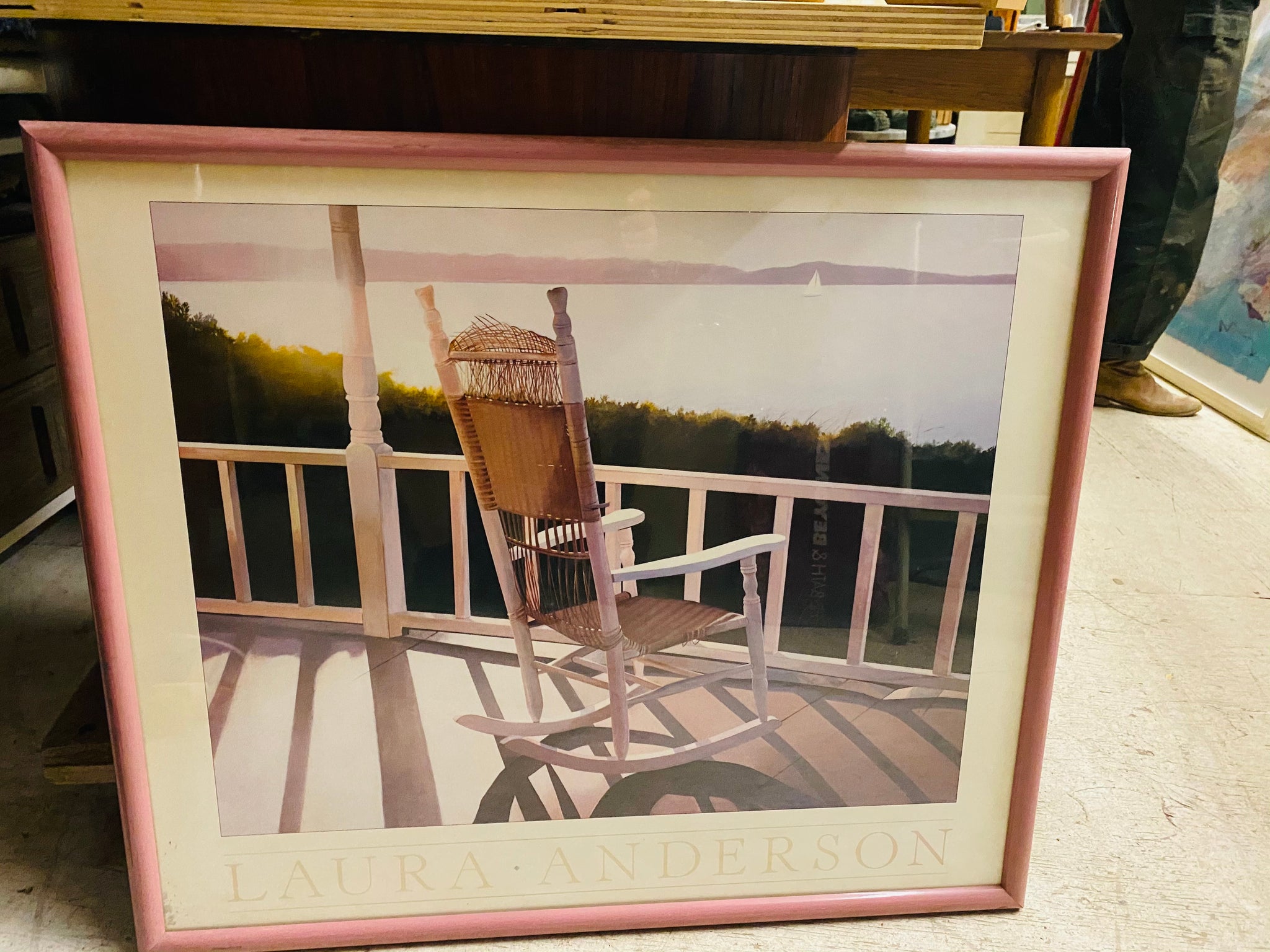 Laura Anderson Pink Lacquer Framed Rocking Chair Photography  Print