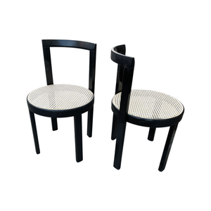 Unique Black and Cane Designer Chairs Made in Italy (Pair Available Priced Individually)
