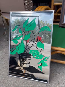 Vintage Copeland Style Silk Screen Mirror Art 20x31” tall