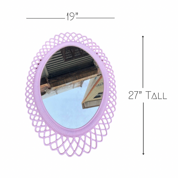 Pink plastic Oval Spirograph Decorative Mirror 27” tall