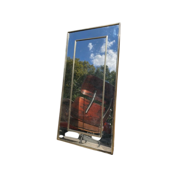 Pair of 1980s Gold Brass Framed Mirrors 15x30” tall (Pair Available Priced Individually)