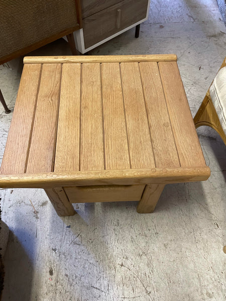 Solid Wood Mid Century Platform Style Side Table