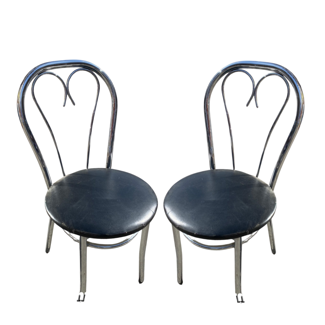 Vintage Chrome and Black Bistro Chairs