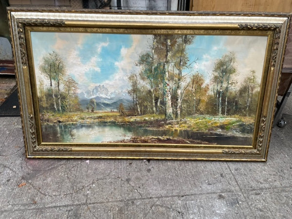 Signed Original Landscape Painting Ornate Frame