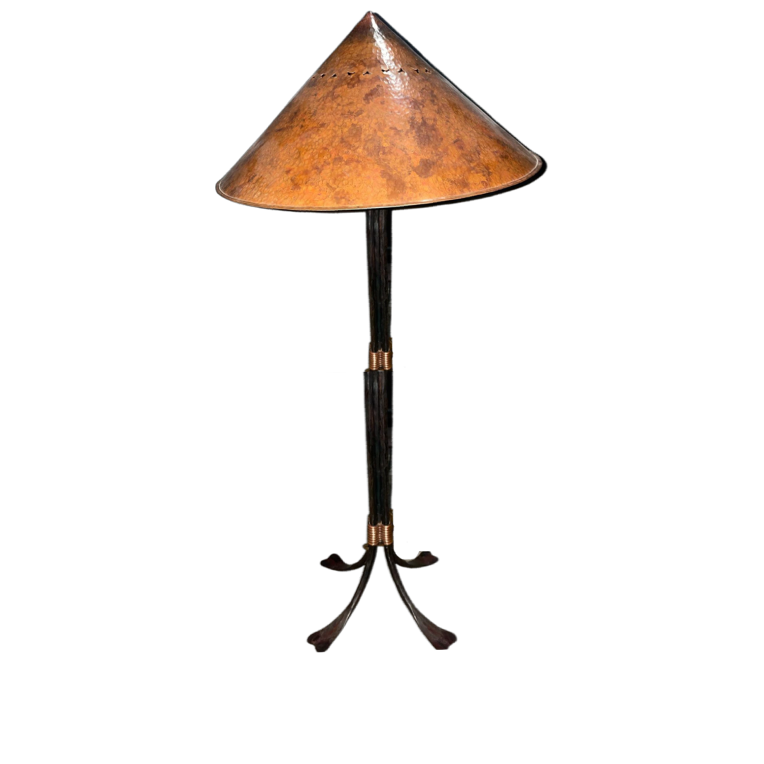 Forged Iron and Copper Floor Lamp