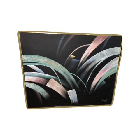 Super Sized Postmodern Abstract Original Painting with Gold Frame by Artist Lee Reynolds