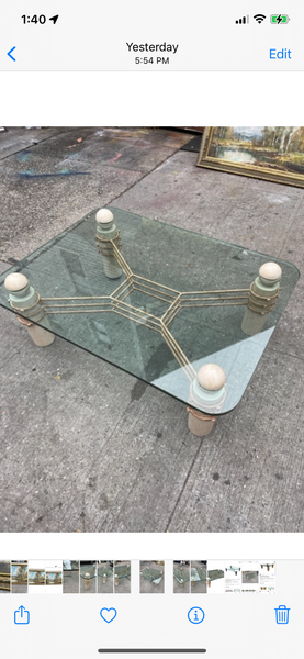 Diego Giacometti Style Glass and Metal Coffee Table