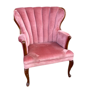Pink Velvet Antique Shell Armchair