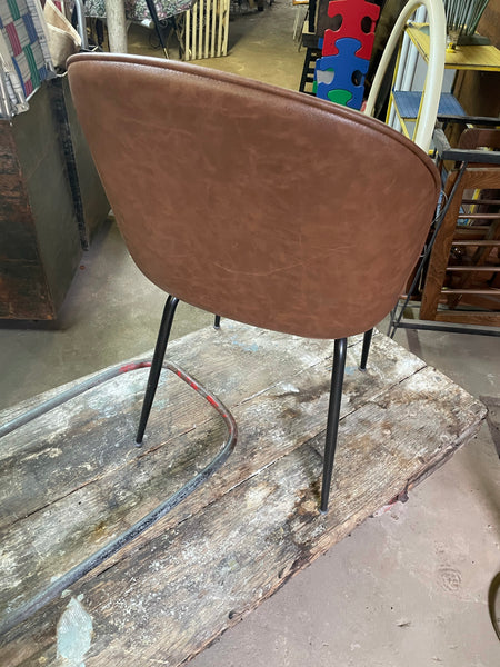 Pair of Brown Leather Fleetwood Dining Chairs