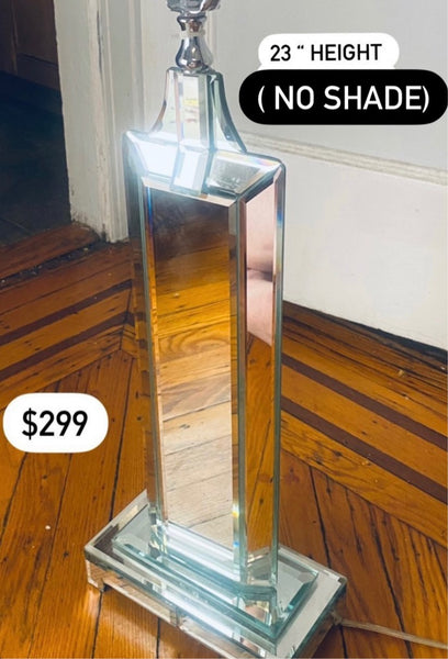 Large Beveled Mirror Table Lamp (Shade Not Included)
