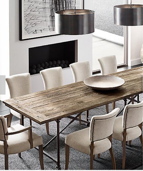Restoration Hardware Flatiron Collection Rustic Top and Metal Base Dining Table (Indoor or Outdoor)