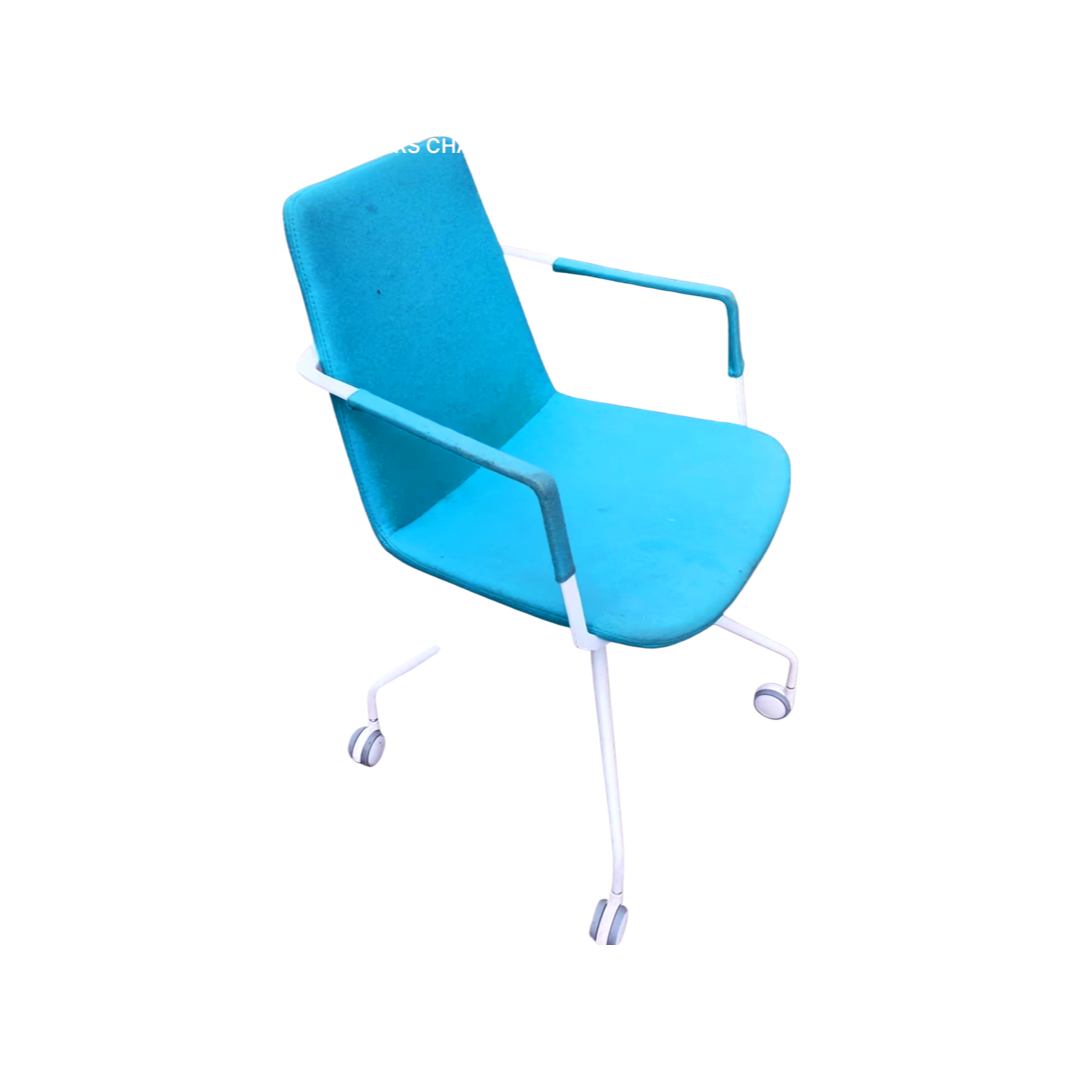 Designer Modern Spider Aruba Blue and White Rolling Desk Chair