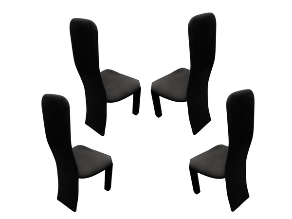 Set of 4 Black Postmodern Pyra Roche Bobois Style Dining Chairs