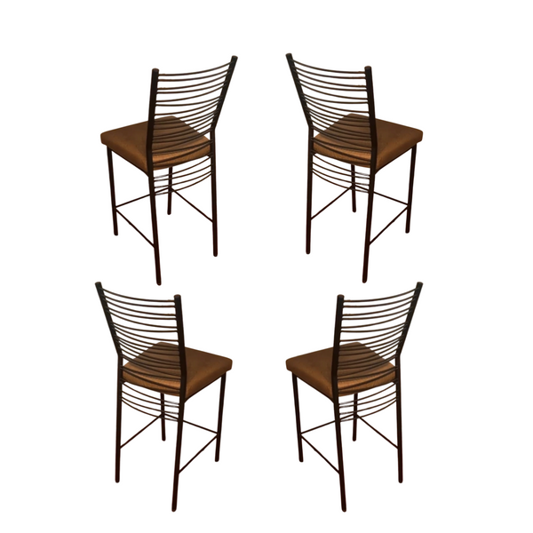 Pairs of Bar Height Metal High Back Stools