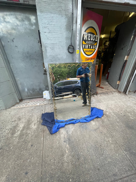Edgeless Framed MCM Mirror with Gold Accents 33x48” tall
