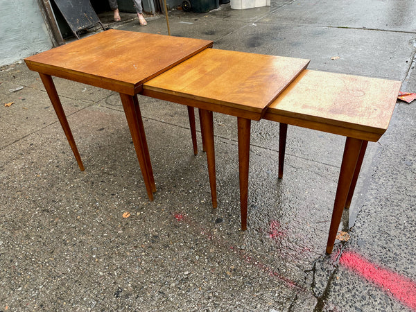 Set of Three "American Modern" Nesting Tables by Russel Wright for Conant Ball