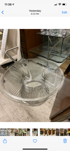 Platner Style Metal & Glass Coffee Table