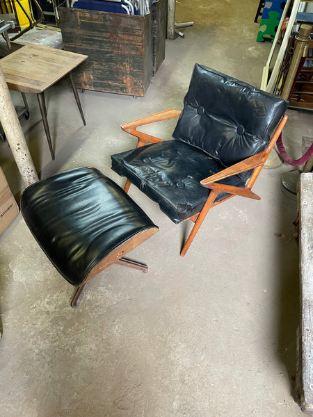 Poul Jensen for Selig  Z Chair - Black Naugahyde Upholstery