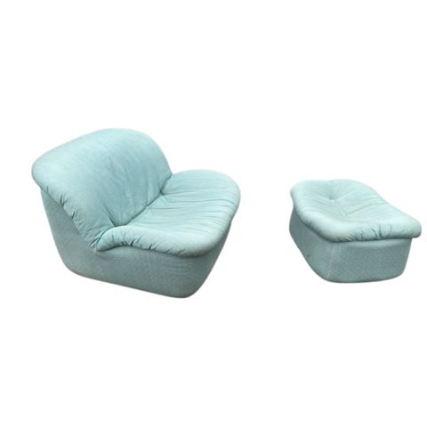 Postmodern Low Profile Slipper Style Lounge Chair and Ottoman