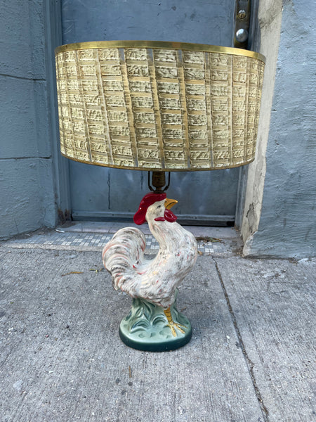 Italian Ceramic Rooster Table Lamp, 1950s