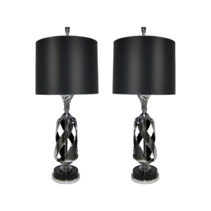 Pair of Nickel Plated Open Spiral Table Lamps (Shades Not Included)