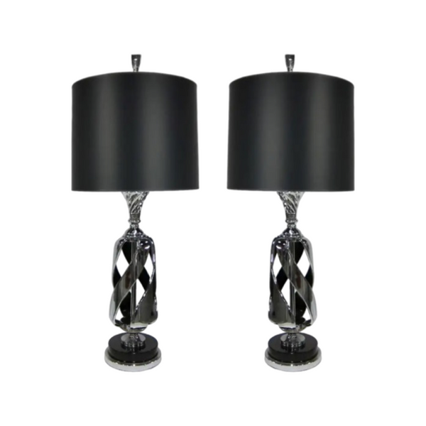 Pair of Nickel Plated Open Spiral Table Lamps (Shades Not Included)