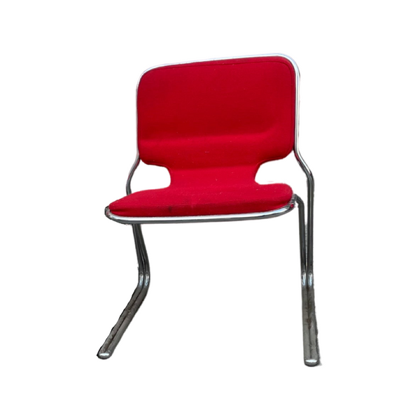 Sets of Red Wool Polyform Cantilever Dining Chairs