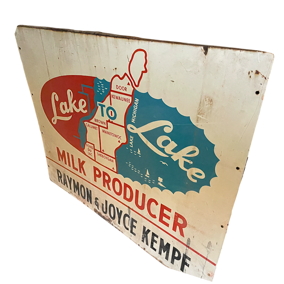 Vintage Lake To Lake Milk Producer Metal Signage