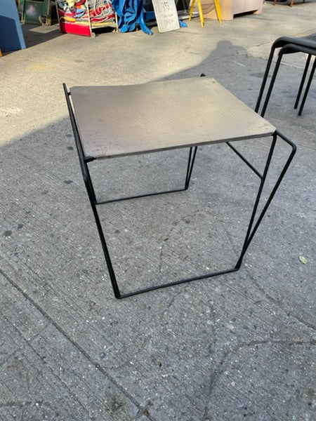 Vintage Side Table  Willy Van Der Meeren Style with Perforated Metal Top