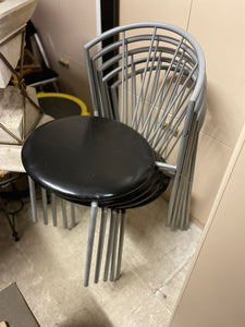 Set of 4 Gastone Rinaldi Style Black and Grey Metal Stacking Chairs for Thelma Italy