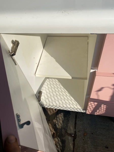 Pink laminate dresser 43x20x30”tall