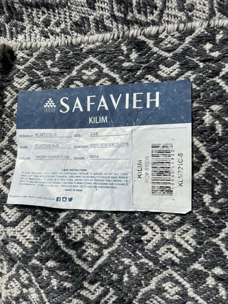Safavieh Flat Weave Kilim Ivory and Charcoal - 5x8’