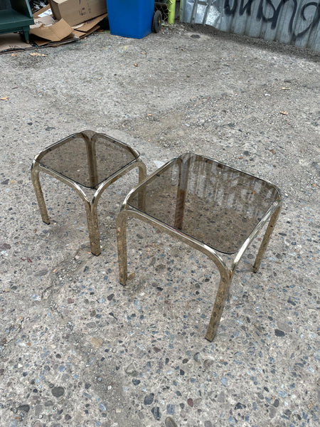 Small Chrome and Glass Nesting Tables in the Style of Marcel Breuer