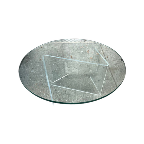 Round Glass Coffee Table on “Z” Shaped Lucite Base