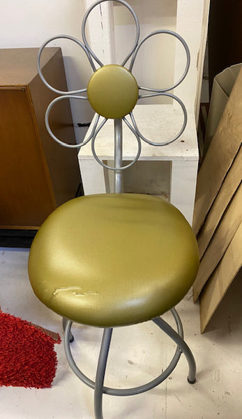 Pair of Lime Green Retro Flower Power Counter Stools