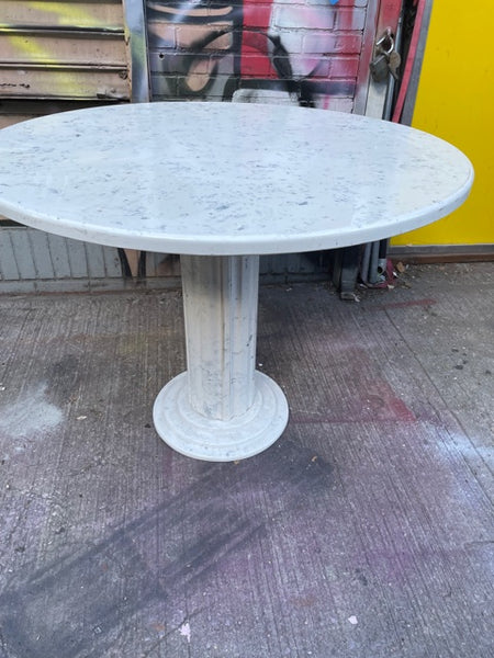 Round Column Marbled composite Top Dining Table