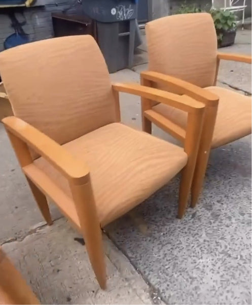 David Edward Rounded Wood Orange Accent Chairs