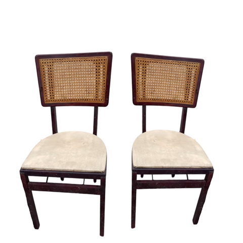 Pair of Vintage Stackmore Folding Cane Back Chairs