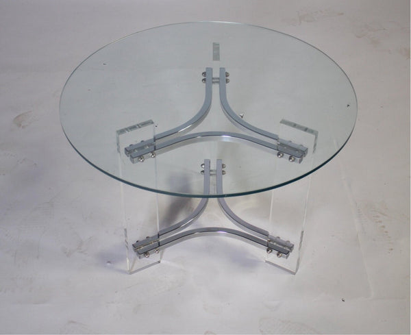 Charles Hollis Jones Chrome and Lucite Side Table