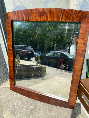 Tiger Walnut Rounded Wood Framed Mirror 39x48” tall