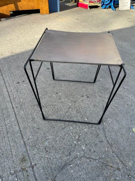 Vintage Side Table  Willy Van Der Meeren Style with Perforated Metal Top