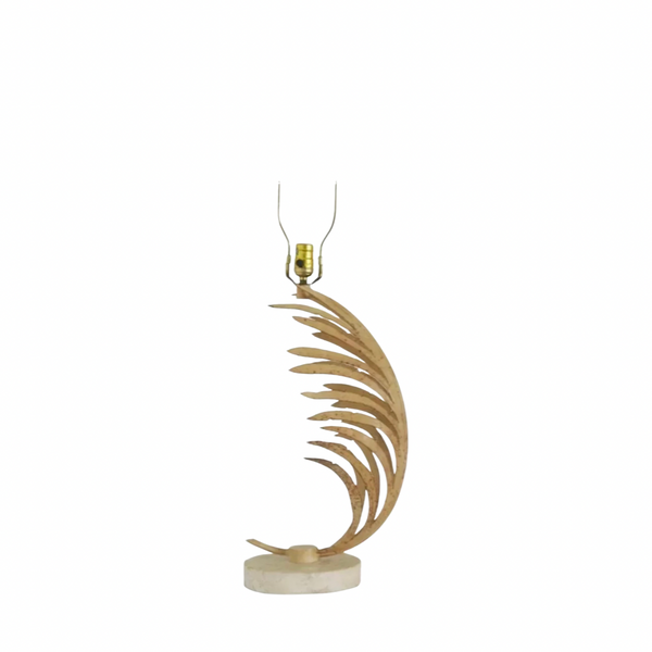 Michael Taylor Palm Frond Table Lamp with Travertine Base, circa 1985 (Shade Not Included)
