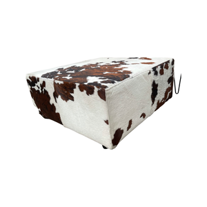 Oversized Square Cowhide Covered Ottoman, Coffee Table or Bench