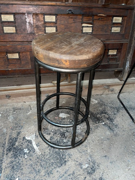 Wood and Metal 24” Tall Industrial Stool